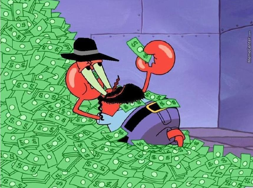 Спанч боб с деньгами. Богатый спанч боб. Губка боб мем с деньгами в шляпе. Мистер крабс деньги. Колобок гангстер.